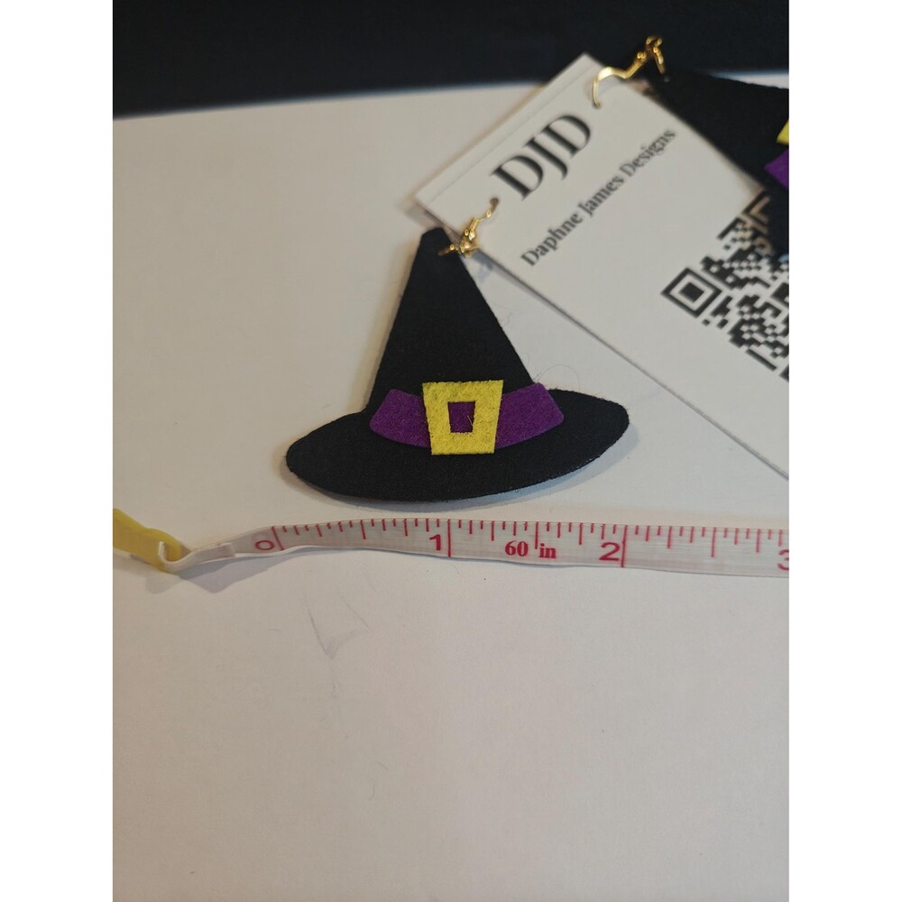 Black and Purple Felt Dangle Earrings